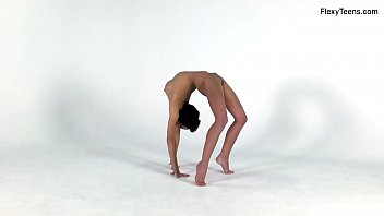 Teen gymnast showing erotic acrobatics for money
